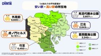 エリア別にみる、1平米あたり家賃の分布傾向（提供画像）