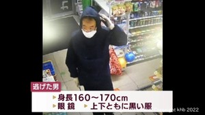 刃物持ち逃走の男　警察が防犯カメラの映像公開　仙台市のコンビニで強盗未遂事件　