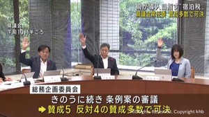 宿泊税　宮城県議会の常任委員会で可決　１７日の本会議で可決へ
