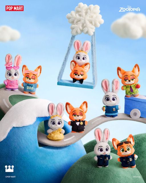 POP MART ぬいぐるみ 2体セット ズートピア』ジュディとニックがぬいぐるみキーホルダーになって登場