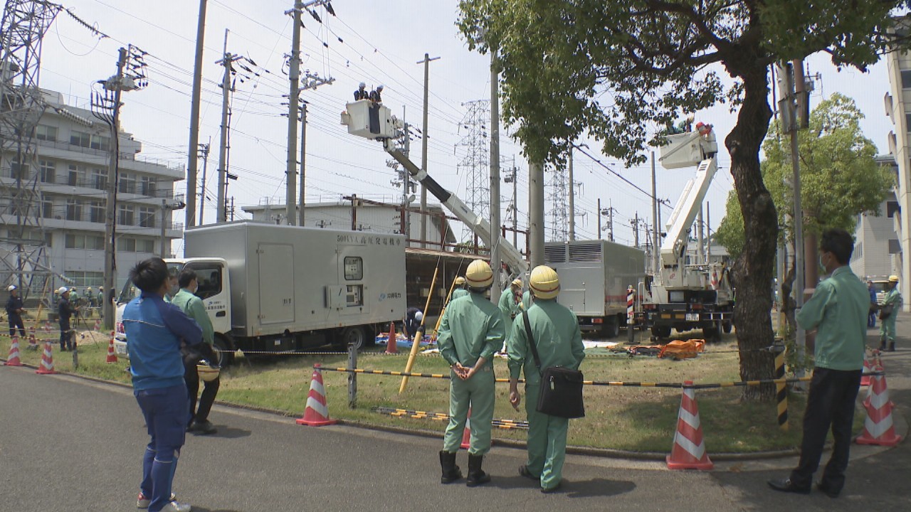 災害時の停電に備え四国で初の合同訓練 高さ12mで復旧作業 高松市