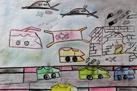 ナワル児童館の子どもが描いた戦争の絵