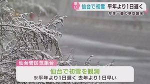 強い冬型の気圧配置　宮城県各地で冷え込む　仙台で初雪を観測