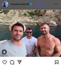 ヘムズワース三兄弟、左からリアム、ルーク、クリス＝リアム・ヘムズワースのインスタグラム＠liamhemsworthより