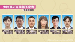 参議院選挙宮城選挙区　これまで６人が立候補を表明　激戦の様相