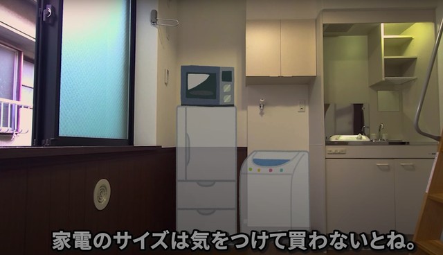 工夫すれば冷蔵庫と洗濯機を置くスペースも確保できる／いつでも不動産さん（@itsudemofudosan）
