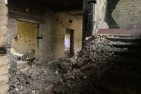 ロシア軍によって接収され、宿営地として使われていた学校の校舎内部