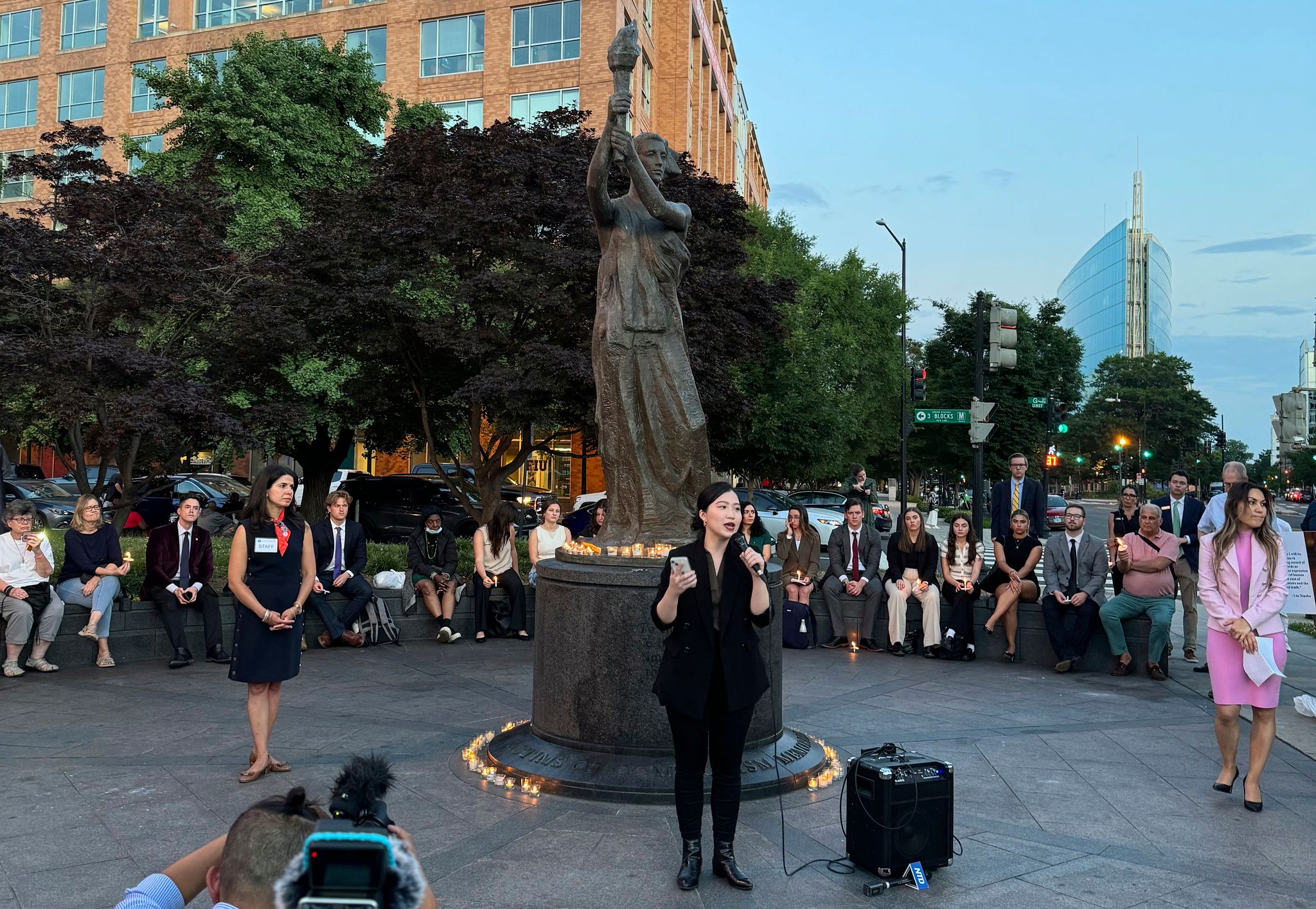 The father of a U.S.-based Hong Kong activist is sentenced to 8 months under national security law