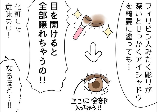 【漫画】『目を大きく見せようとしてる私に「小さい目が羨ましいよ〜！」』21（ゆりゆさん提供）