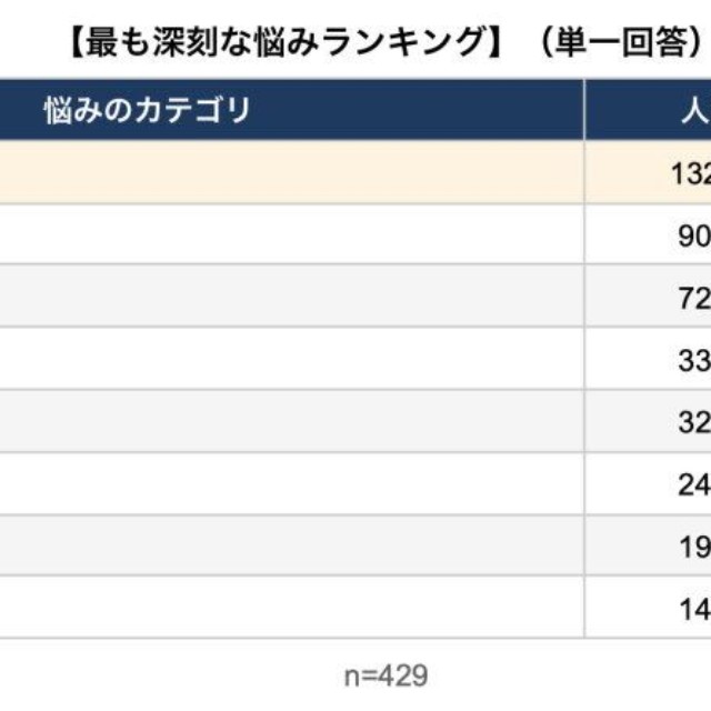 最も深刻な悩み（提供画像）