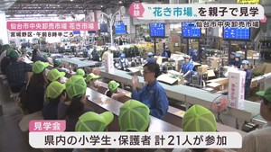 花き市場を親子が見学　競りの迫力と花の魅力に触れる　仙台市宮城野区