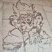 ミストアートで描いた漫画『ドラゴンボール』の主人公・孫悟空（画像提供：らむね 岡さん）