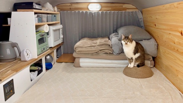 猫も過ごしやすいように車内を改造