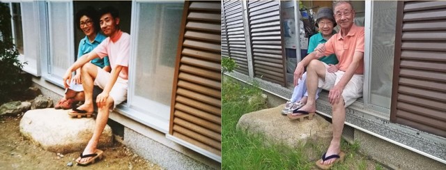 〈1977年→2018年〉ご両親の今昔写真／淡路康晴さん（@awajii）提供