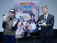 「NARUTO×BORUTO VR」発表会見に出席したテレ東・石川一郎社長と藤井由依アナ＝都内