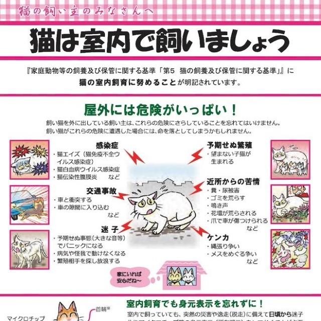 「猫は室内で飼いましょう」（環境省のHPより）