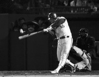 対阪神戦でホームランを放つヤクルト・ホーナー＝1987年撮影