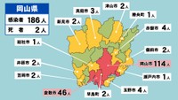 12日に発表された岡山県の新型コロナ感染者は186人