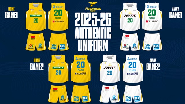 B3香川ファイブアローズ　新シーズンのユニホームデザイン発表　脇にV（勝利）のデザイン