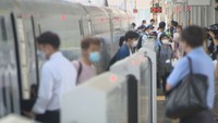 JR岡山駅の新幹線ホーム（8月11日）