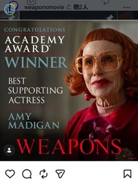 「アカデミー賞」助演女優賞を獲得したエイミー・マディガン＝「WEAPONS/ウェポンズ」のインスタグラム＠weaponsmovieより