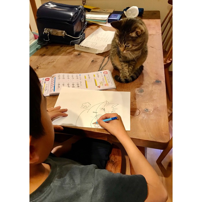 絵画 。手描き【のんびりと時間を過ごし、猫たちはロマンチックなデートをする】 絵画 。手描き【のんびりと時間を過ごし、猫たちはロマンチック