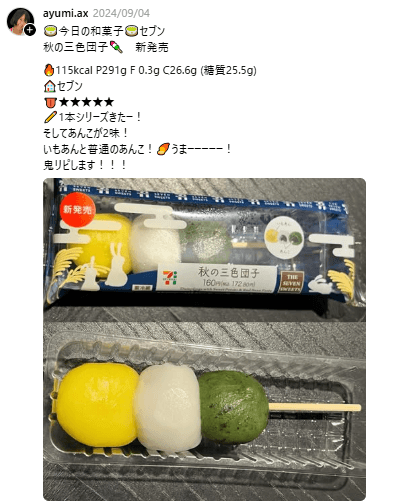 おやつもヘルシー志向に。カロリーも記録しています／Ayumiさん（@ayumi.ax）提供