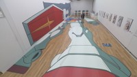 床一面に描かれた全長18mのガンダム