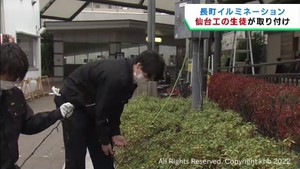 街角のイルミネーションを高校生がボランティアで取り付け　仙台・太白区