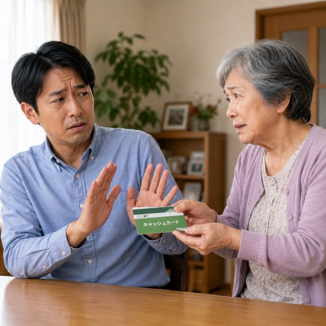 親の代わりにATMで現金引き出しはNGじゃない？　※この画像はAdobe Fireflyで作成したイメージです