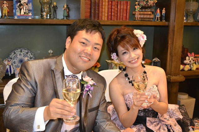 結婚式では、まだふっくらしているまささん 画像提供：まささん