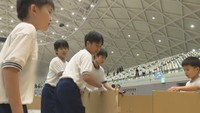 香川県立アリーナで行われた避難所生活体験