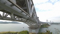 瀬戸内海にまたがる「瀬戸大橋」
