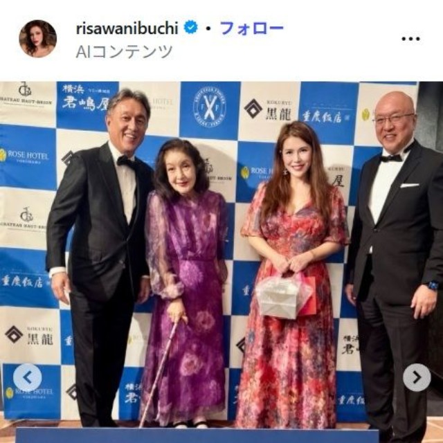 鰐淵理沙のインスタグラム@risawanibuchiより　母・鰐淵晴子、ローズガーデンホテルのアレックス・リー氏、李宏道氏