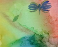 若くして亡くなった友人を思って天国へと飛び立つチョウを描いた作品（部分）