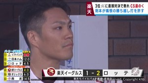 楽天イーグルス　３位ロッテとの直接対決に敗れる　３０日