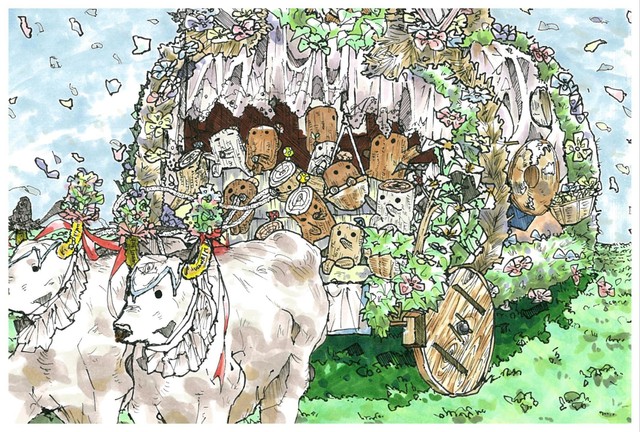 中学生の時に描いた『切り株の祭り』／apipoさん（@apipo1113）提供