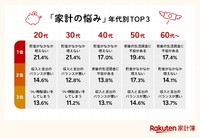 【年代別】家計の悩みTOP3（提供画像）