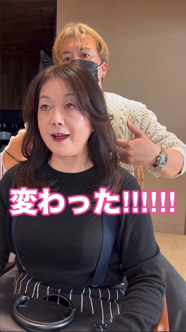 仕上がりを確認し、大きな変化を実感している様子／仲道 弘泰さん（@nakamichi0212）提供