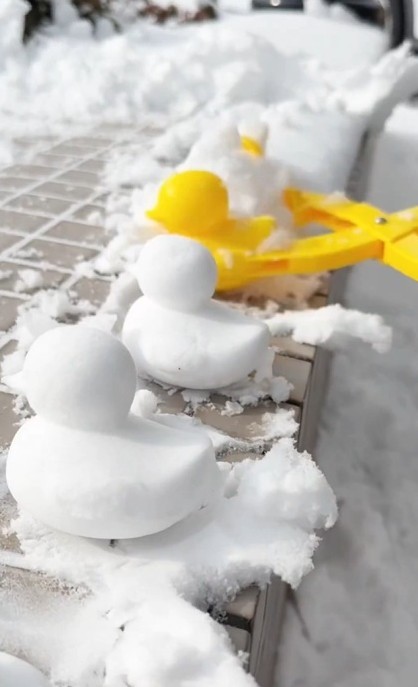 湯川寺の副住職・筒井さんが、雪の中でリズミカルに“雪ひよこ”を量産！（筒井さん提供、Xよりキャプチャ撮影）