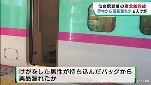 仙台駅着の東北新幹線で薬品漏れか　６人けが　バッグ持ち込んだ男性から状況を聞く