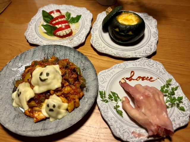 奥さん手作りのハロウィンならではの料理。 ※酒畜ハレムさん提供