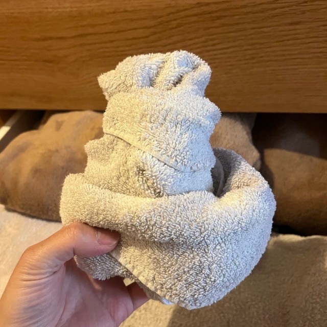 洗濯物を畳んで作ったもの（提供：えりん ぎさん）
