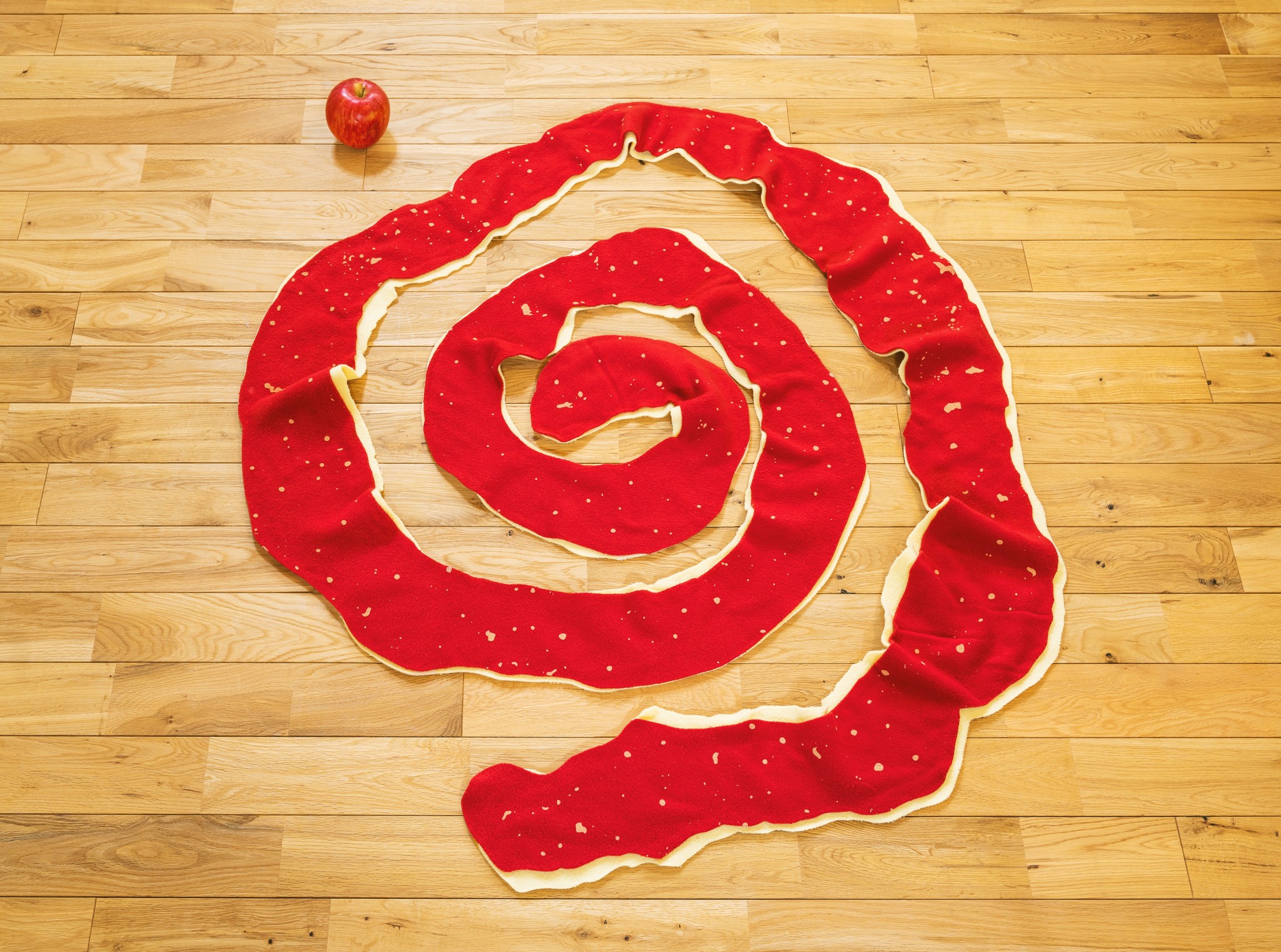 皮いい！」と話題のリンゴの皮マフラー 「これは…ふじかな」品種を推理