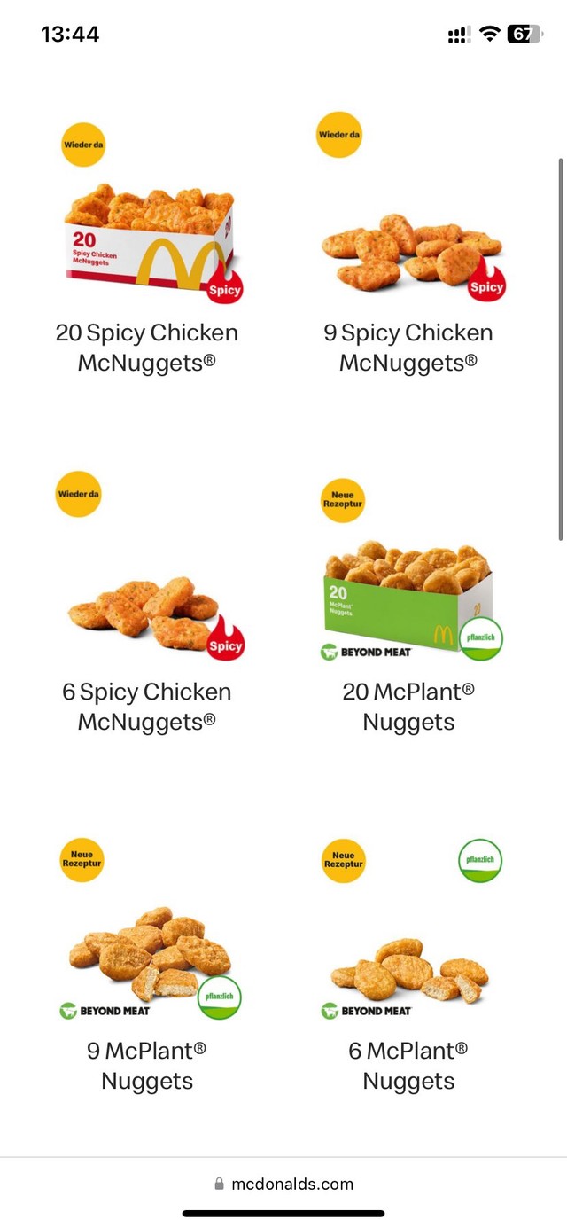 ベジタリアンメニューなどもあるドイツのマクドナルド（提供：春休み生き抜くえむむ🍥5yさん）