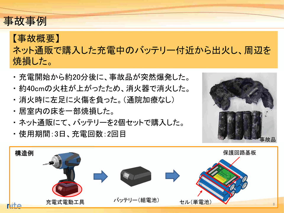 充電式電動工具の事故事例