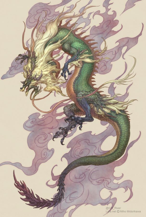 緑川さんの描く「溟碧棘龍バルニウス」 ※緑川美帆さん提供