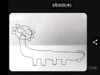 お父さんが描く！ 胴体の長いウーパールーパー（画像提供：サブッパさん）
