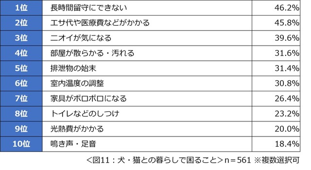 犬や猫との暮らしで困ること（提供画像）