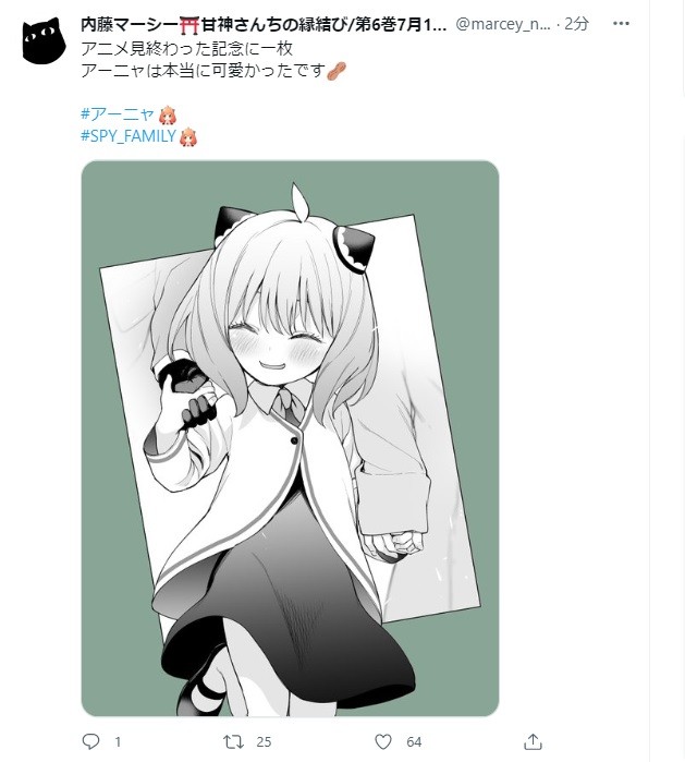 内藤マーシーが投稿した「ＳＰＹ×ＦＡＭＩＬＹ」アーニャのイラスト